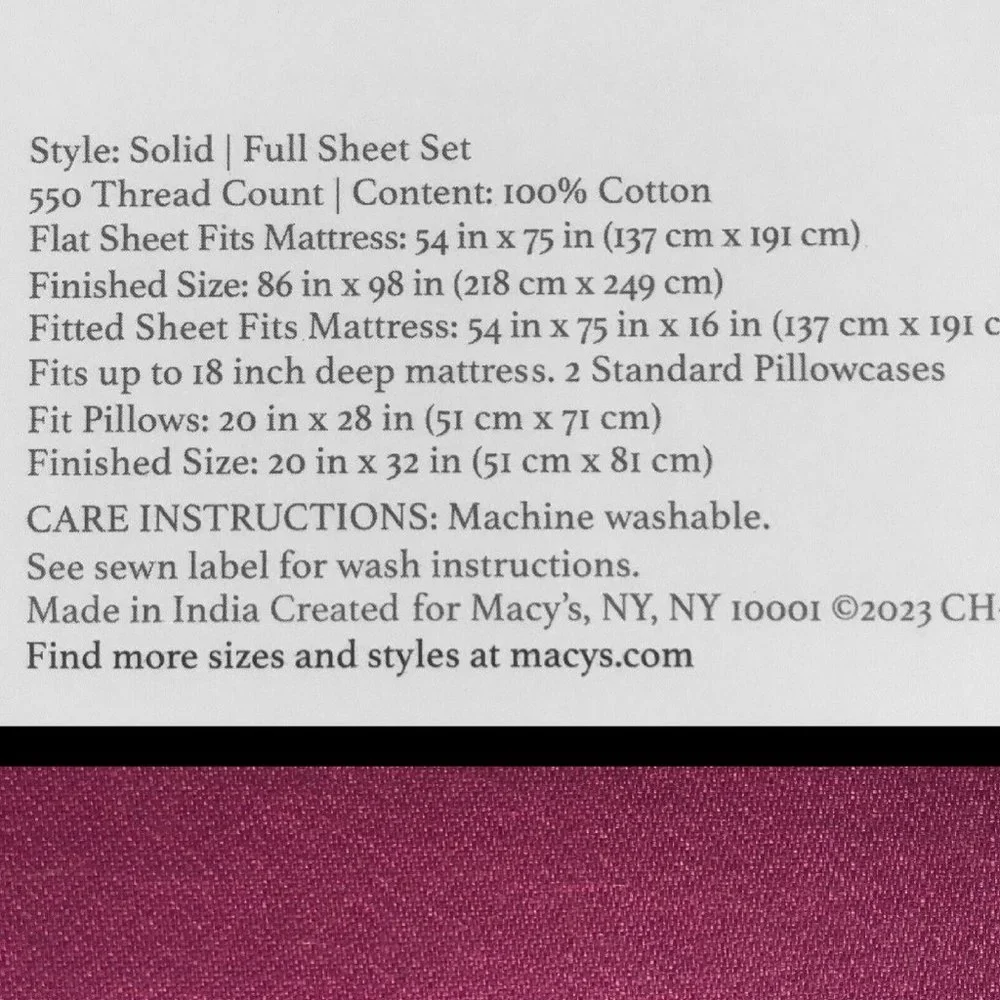 brand new MULBERRY Charter Club 550 TC 100% Cotton Sateen Weave FULL Sheet Set